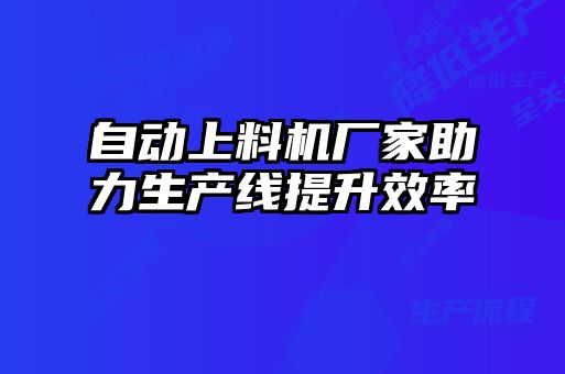自動(dòng)上料機(jī)廠家助力生產(chǎn)線提升效率