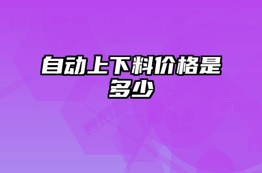 自動上下料價格是多少