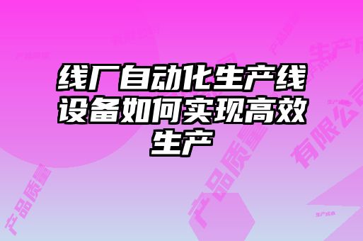 線廠自動化生產(chǎn)線設(shè)備如何實現(xiàn)高效生產(chǎn)