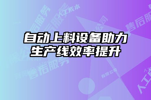 自動(dòng)上料設(shè)備助力生產(chǎn)線(xiàn)效率提升