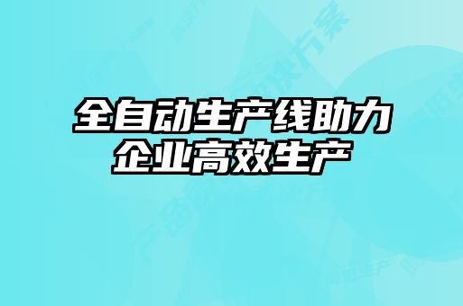 全自動(dòng)生產(chǎn)線助力企業(yè)高效生產(chǎn)